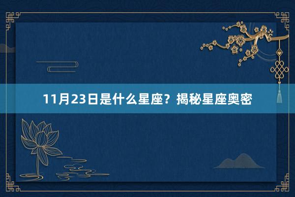 11月23日是什么星座？揭秘星座奥密